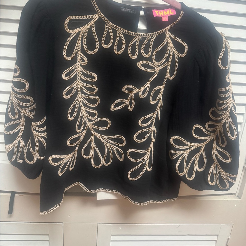 THML Black Embroidered Women's Top - Picture 2 of 6